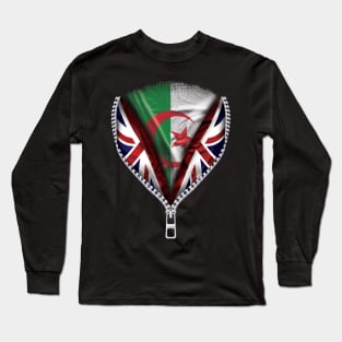 Algerian Flag  Algeria Flag zipped British Flag - Gift for Algerian From Algeria Long Sleeve T-Shirt